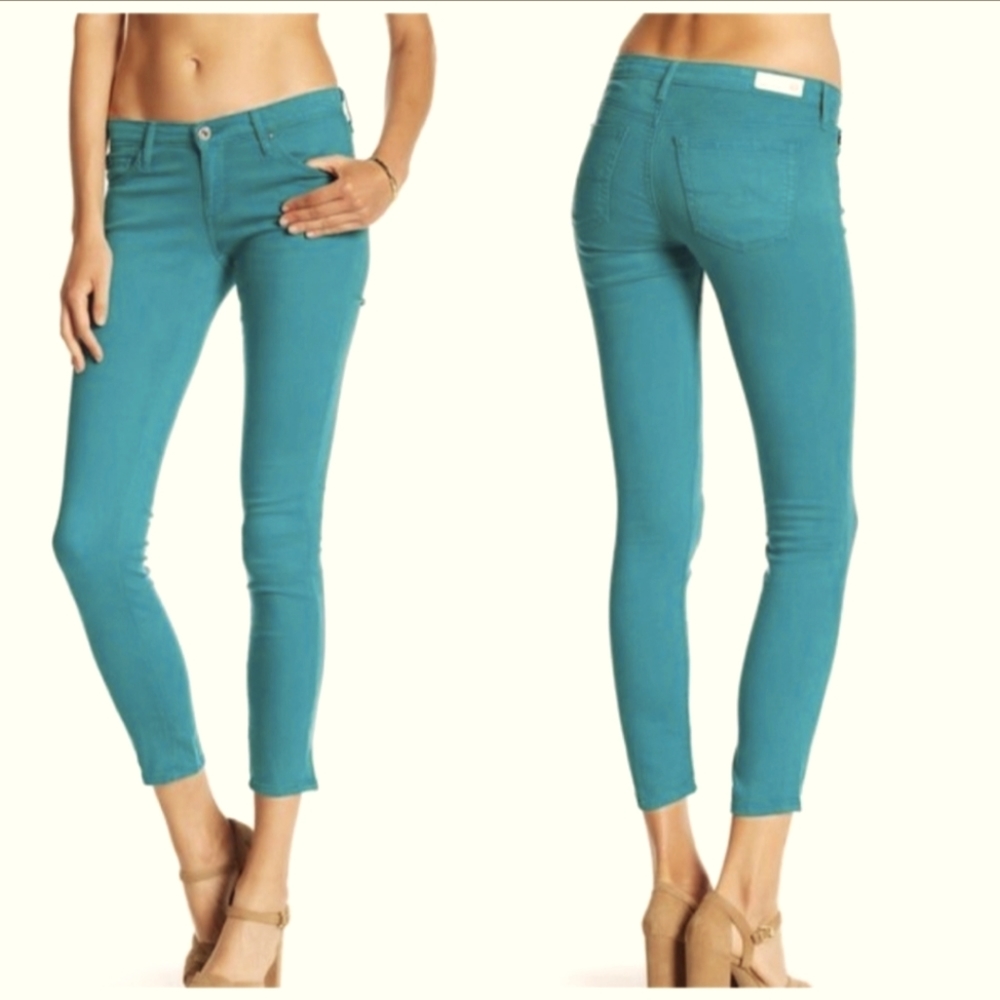 AG (Anthropologie) The Stevie Ankle - Slim Straight Leg Jean in Teal